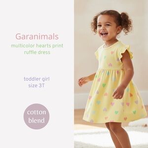 Garanimals Yellow Dress w/ Multicolor Heart Pattern, toddler girl size 3T